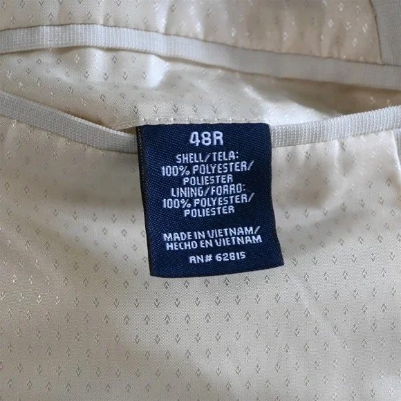 Stafford 48R 36x32 Ivory White Beige Mens Jacket Pants‎ Suit